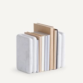 Set van 2 boekensteunen in wit marmer, Scafi