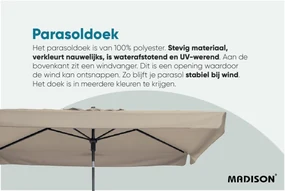 Madison stokparasol Delos luxe Ecru 200x300 cm.