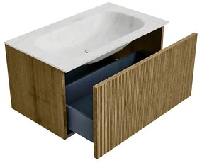 Mondiaz Kurve-dlux 80cm badmeubel dusk met 1 lade en wastafel big small midden 1 kraangat opalo
