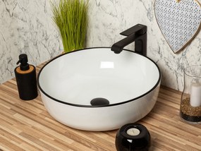 Kerra KR98 waskom rond wit met zwarte rand 41.5x41.5x13cm