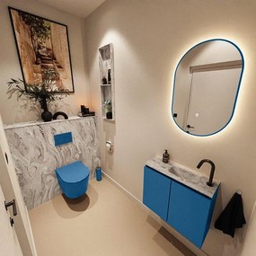 MONDIAZ TURE-DLUX 60cm toiletmeubel Jeans. EDEN wastafel Glace positie rechts. Met 1 kraangat. TUREDX60JEAR1GLA