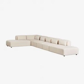 6-delige Modulaire Hoekbank Met Dubbele Chaise Longue Fogler Corduroy Linnen Beige - Sklum