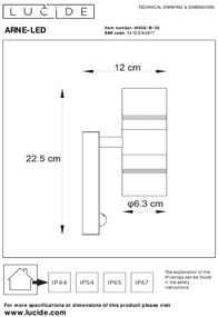 Lucide Arne-LED wandspot 10W 22x12cm zwart