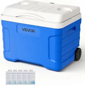 VEVOR Koelbox, 20 liter passieve koelbox met wielen, houdt voedsel tot 48 uur koel, geïsoleerde box met ijsbehoud, koelbox zonder elektriciteit, ultralicht voor picknicks, barbecues en kamperen