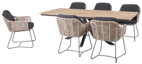 Taste by 4 Seasons Belmond tuinset naturel met Minerva tafel teak blad 220 × 95 cm SALE      beige weerbestendig