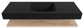 Zaro Alan badmeubel 130cm met planchet washed oak en vrijhangende wastafel cloud midden zonder kraangat urban