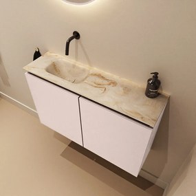 Mondiaz Ture DLux toiletmeubel 80cm rosee met wastafel frappe links zonder kraangat