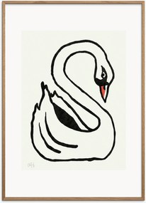 Ingelijste poster Swan van eikenhout