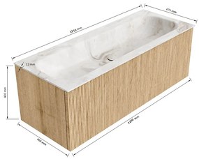 Mondiaz Kurve-dlux 120cm badmeubel oak met 1 lade en wastafel big large midden zonder kraangat opalo