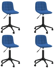 vidaXL Eetkamerstoelen draaibaar 4 st fluweel blauw