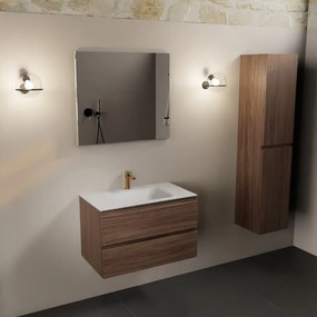 Mondiaz Aivy badmeubel 80cm mocha met wastafel solid surface talc midden 1 kraangat en spiegel