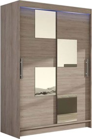 Kledingkast Closico 105, Truffel eiken, 200x120x58cm, 106 kg, Kledingkast deuren: Schuivend, Aantal planken: 5, Aantal planken: 5