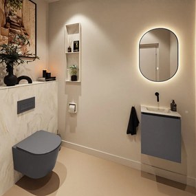 Mondiaz Ture DLux toiletmeubel 40cm dark grey met wastafel ostra midden zonder kraangat