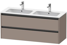 Duravit Ketho 2 wastafelonderbouwkast met 2 laden voor dubbele wastafel 128x48x55cm met grepen antraciet basalt mat K25266043430000