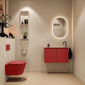 Mondiaz Ture DLux toiletmeubel 80cm fire met wastafel ostra rechts met kraangat