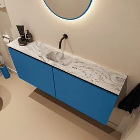 Mondiaz Ture DLux toiletmeubel 120cm jeans met wastafel glace midden zonder kraangat