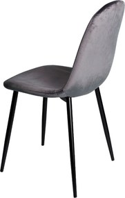 Set 4 Teok Black Fluwelen Stoelen