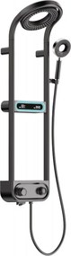 Mexen Peak opbouw douche set met regendouche en kraan, LED display, zwart - 78106-70
