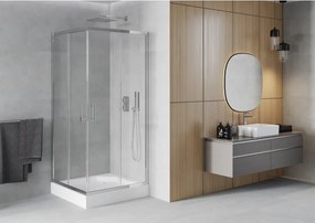 Mexen Rio vierkante douchecabine 90 x 90 cm, transparant, chroom + douchebak, wit - 860-090-090-01-00-4510