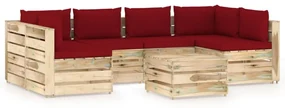 vidaXL 7-delige Loungeset met kussens groen geïmpregneerd hout