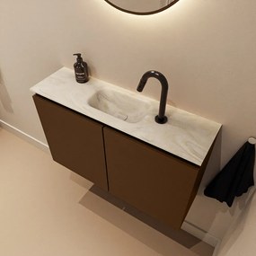 Mondiaz Ture DLux toiletmeubel 80cm rust met wastafel ostra midden met kraangat