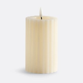 Gestreepte wax LED kaars H14,8 cm, Caspar