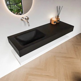 Zaro Alan badmeubel 130cm met planchet talc en vrijhangende wastafel cloud links zonder kraangat urban