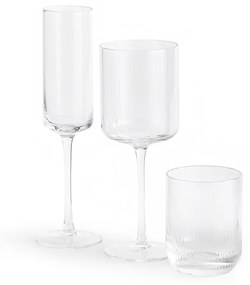 Set van 6 waterglazen in geribbeld glas, Stria