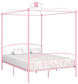 vidaXL Hemelbedframe metaal roze 160x200 cm