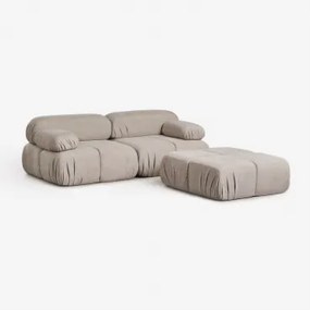 Modulaire 2-delige Bank En Poef In Vacuüm Verpakt Bouclé Kendall Bouclé Chocoladebruin - Sklum