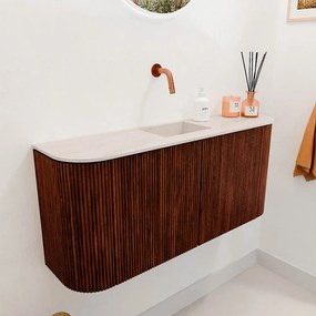 Mondiaz Joya DLux 95cm toiletmeubel ronding links/rechts ruby met wastafel faye midden zonder kraangat meli