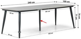 Tuinset 6 personen 240 cm Aluminium/wicker Grijs Coco Olivine/Vienna