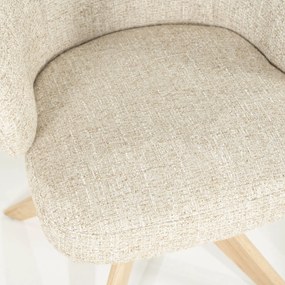 Eleonora Connor Natural Eetkamerstoel Met Eiken Poten Draaibaar Beige