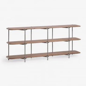 Vimara Boekenplank Van Mangohout En Roestvrij Staal 180 X 75 Cm - Sklum