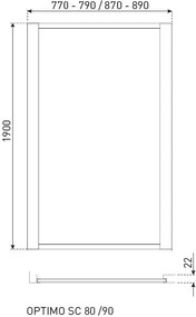 Kerra Optimo zijwand 80x190cm chroom