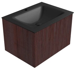Mondiaz Kurve 60cm badmeubel ruby met 1 lade en wastafel cloud midden 1 kraangat urban