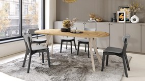 ALDO 100 Eiken Artisan/Beige poten - RONDE LOFT/INDUSTRIËLE TAFEL VOOR WOONKAMER/EETKAMER, UITSCHUIFBAAR