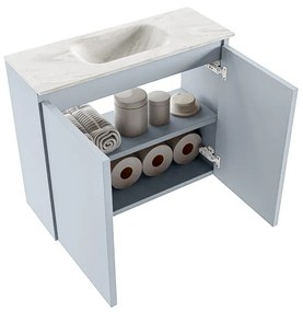 Mondiaz Ture DLux toiletmeubel 60cm clay met wastafel ostra midden met kraangat