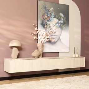 Starfurn Madison Sand Beige Tv-meubel Hangend Ribbels 240 Cm - 240x35x30cm.