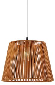 Buiten hanglamp zwart met oranje kap van touw IP44 - Cava Jayla