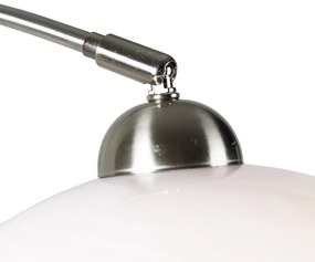 Smart wandbooglamp staal met witte kap incl. Wifi A60 - Bow