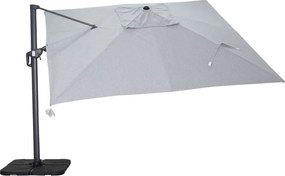 Garden Impressions Hawaii Big Pole zweefparasol 350x350 cm - donker grijs frame - licht grijs doek