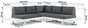 Hoek loungeset 5 personen Aluminium Wit  Lifestyle Garden Furniture Lorenzo