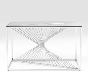 Kare Design Laser Silver Design Sidetable Met Glas Zilver - 120 X 40cm.