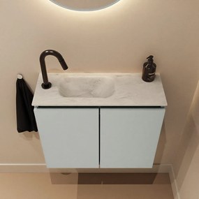 Mondiaz Ture DLux toiletmeubel 60cm greey met wastafel opalo links met kraangat