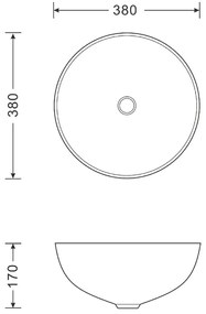 Aqualine keramische wasbak met overloop Ø38cm wit