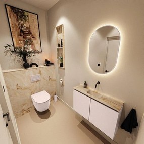 MONDIAZ TURE-DLUX 80cm toiletmeubel Rosee. EDEN wastafel Frappe positie midden. Zonder kraangat. TUREDX80ROSM0FRA