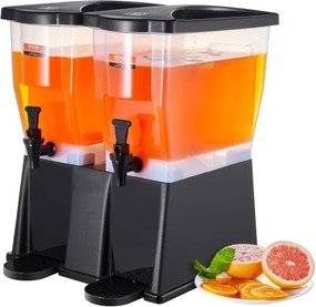 VEVOR Drankdispenser, 11 L x 2 Drankdispensers voor Feesten, Plastic Sapdispenser met Staande Kraandeksel, IJsthee Limonade Sapwaterdispenser, voor Restaurants, Hotels, Feesten