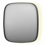 INK SP30 spiegel - 60x4x60cm contour in stalen kader incl indir LED - verwarming - color changing - dimbaar en schakelaar - geborsteld metal black 8409715