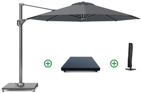 Zweefparasol Ø3m T1 (incl. voet + hoes) antracite Grijs-antraciet Platinum Voyager